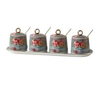 Barattoli per condimenti, Set di pentole for condimenti da cucina, contenitore for in ceramica, barattolo for, scatola for(C,4Pieces)