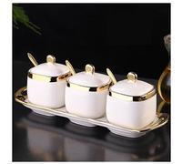 Barattoli per condimenti, Set di pentole for condimenti in ceramica, scatola for, set bottiglie for e sale da cucina(White)