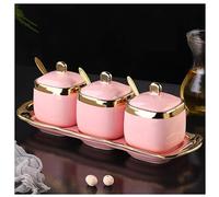 Barattoli per condimenti, Set di pentole for condimenti in ceramica, scatola for, set bottiglie for e sale da cucina(Roze)