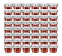 Barattoli per marmellata con coperchi argentati, 110 ml, 48 pezzi, in vetro, per miele, impasto, sciroppo e conservazione degli alimenti in cucina e dispensa