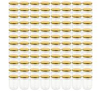 Barattoli per marmellata con coperchio dorato da 230 ml, 96 pezzi, per miele, sciroppo, impasto, conservazione degli alimenti, cucina, sala da pranzo, dispensa