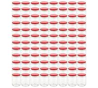 Barattoli per marmellata con coperchio rosso, 230 ml, 96 pezzi, per miele, sciroppo, impasto e conservazione degli alimenti in cucina, sala da pranzo, dispensa