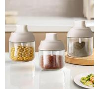 Barattoli per spezie con coperchi a cucchiaio, set di contenitori per sale, zucchero e caffè, barattoli di vetro per condimenti e spezie, scatola per mantenere sali, pepe, BBQ, per casa e cucina