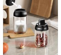 Barattoli per spezie con coperchio a cucchiaio, set di contenitori per sale, zucchero, caffè, contenitori per condimenti in vetro, scatola per condimenti da cucina, per conservare sali, pepe, barbecue