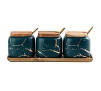 Barattoli per Spezie Contenitori Spezie Set Di Contenitori Per Condimenti In Ceramica Con Cucchiaio E Coperchio In Bambù Zuccheriera Pentola Per Condimenti Pentola Per Condimenti Home Condimento Box S