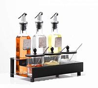 Barattoli per spezie in ceramica, Set da 3 o 4 bottiglie for olio e aceto, supporto in acciaio inossidabile, adatto for la cucina - set pezzi(3 Piece Set)