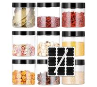 Barattoli Plastica con Coperchio, 9PCS Contenitori Ermetici per Alimenti(250ML), Barattoli per Pasta Dispensa, contenitori piccoli per sali da bagno, oatmeal, cereali, feste, farina piccoli