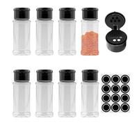 Barattoli Plastica per Spezie con Coperchi - Set da 8-100ml - Inclusi Etichette - Contenitori Spezie per Cucina