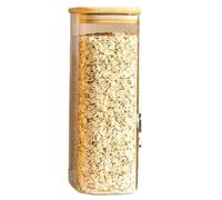 Barattoli rettangolari trasparenti con coperchi in bambù for zucchero, caffè, dispensa, contenitore for pasta, tè, caramelle, noci(3 Pack 1100ML)