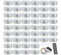Barattoli rotondi in metallo, Contenitore in alluminio da 60 ml con coperchio a vite, Barattolo per candele fai da te, Lattine ricaricabili per lozioni, balsami, spezie, foglie di tè, perline, 50