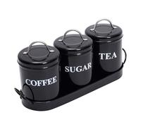 Barattoli Sale Zucchero Caffè, Set di 3 Barattoli Per Condimenti,Zuccheriera Moderna Contenitori Per Alimenti In Metallo,Con Coperchio e Base In Metallo,Accessori per Il Piano di Lavoro Del Caffèbar