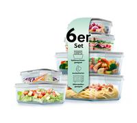 GOURMETmaxx Barattoli di vetro per la conservazione degli alimenti Klick-it Set di 6 | Perfetti per lavastoviglie, microonde, forno e congelatore | Ermetici e a prova di perdite