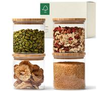 BARATTOLI VETRO ERMETICI 4X 600ML CON COPERCHIO PER CONSERVAZIONE CIBO