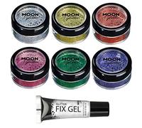 Barattolino glitter fini della Moon Glitter - 100% Cosmetico per viso, corpo, unghie, capelli e labbra - 5gr - Set di 6 colori