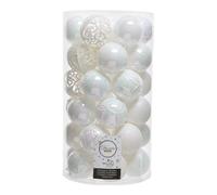 BARATTOLO 37 SFERE NATALE ASSORTITE BIANCO IRIDE D 6 CM
