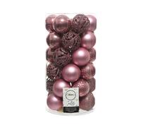 BARATTOLO 37 SFERE NATALE ASSORTITE ROSA VELLUTO D 6 CM
