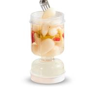 Barattolo a clessidra con coperchio ribaltabile per sottaceti e olive, con colino, per separare alimenti umidi/secchi, 800 ml, in plastica, per sottaceti, olive, cetrioli, jalapenos, bianco