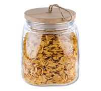 Barattolo APS "Woody" - Contenitore in vetro di alta qualità con coperchio in legno - La guarnizione in silicone mantiene più a lungo l'aroma del contenuto - 2 litri, contenitore di conservazione