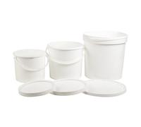 BARATTOLO BIANCO TONDO PLASTICA SECCHIELLO CON MANICO E COPERCHIO 1,18 LT 10 PZ