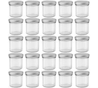 Barattolo Bicchieri di vasetti Set,quantità: 25 pezzi,Capacità: 125 ML,con tappo a vite Coperchio Colore Argento 25 Etichette NZ,Allrounder marmellata bilancio Etichette Personalizzate Occhiali