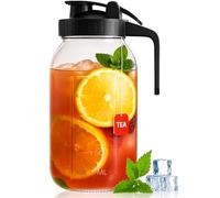Barattolo con beccuccio da 1,8 l, brocca in vetro con coperchio, chiusura ermetica per tè freddo, succo, latte, caffè, limonata al sole