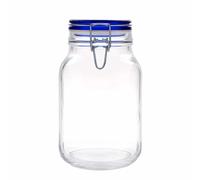 Barattolo con chiusura a filo 'Fido' da 2.000 ml, tappo blu, quadrato, apertura: chiusura a filo
