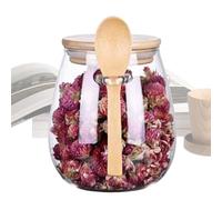Barattolo Con Cucchiaio - Contenitore In Trasparente Con Coperchio In Legno - Chiusura Di Sicurezza Per Contenitore Sale, Utensili Da Cucina, Contenitori Per Condimenti Per Chicchi Di Caffè, Tè,
