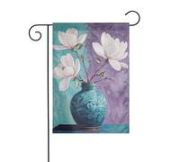 Barattolo con fiori di magnolia bandiera da giardino 30 x 45 cm verticale a doppia faccia fattoria vacanze decorazioni esterne bandiera cortile