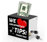 Barattolo con punta acrilica per barista Tip Box Tip Jars Scatola di suggerimenti con slot e serratura Scatola di donazione con serratura 15,2 x 10,2 x 12,7 cm Scatola per lotteria per bar ristorante
