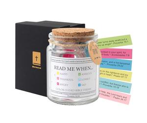 Barattolo con versi della speranza del Corano, 90 versi della Bibbia, barattolo di vetro "Read Me When Emotional Support", set regalo con versi islamici, messaggi codificati a colori per diversi stati