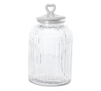 Barattolo Contenitore in Vetro con Tappo a Cuore Certificato per Alimenti, Barattoli Contenitori con Coperchio Organizer Cucina Caffè Sale Biscotti Pasta Caramelle (Rotondo Bianco 1250 ML)