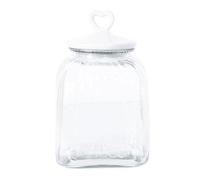 Barattolo Contenitore in Vetro con Tappo a Cuore Certificato per Alimenti, Barattoli Contenitori con Coperchio Organizer Cucina Caffè Sale Biscotti Pasta Caramelle (Quadrato Bianco 3550 ML)
