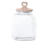 Barattolo Contenitore in Vetro con Tappo a Cuore Certificato per Alimenti, Barattoli Contenitori con Coperchio Organizer Cucina Caffè Sale Biscotti Pasta Caramelle (Quadrato Tortora 3550 ML)