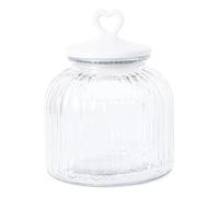 Barattolo Contenitore in Vetro con Tappo a Cuore Certificato per Alimenti, Barattoli Contenitori con Coperchio Organizer Cucina Caffè Sale Biscotti Pasta Caramelle (Rotondo Bianco 2900 ML)