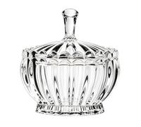 Barattolo da tavolo con coperchio per dolci, trasparente, grande | Scanalatura verticale, copertura con motivo a ventaglio, base a piedistallo, espositore decorativo da tavolo per intrattenere