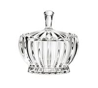 Barattolo da tavolo con coperchio per dolci, trasparente, piccolo | Scanalatura verticale, copertura con motivo a ventaglio, base a piedistallo, espositore decorativo da tavolo per intrattenere