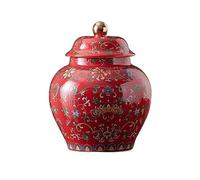 Barattolo da tè Lusso classico barattolo per tè smaltato in ceramica grande tè nero Vaso sigillante per tè verde Barattolo per la conservazione della casa (rosso)