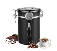 Barattolo di caffè ermetico in acciaio inossidabile da 1,8 l, barattolo di caffè sottovuoto, contenitore per chicchi di caffè, con cucchiaio in acciaio inossidabile e funzione di salvataggio del