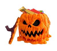 Barattolo di caramelle alla zucca, ciotola per snack alla zucca di Halloween - Contenitore per la conservazione del teschio fuso con coperchio,per caramelle, ciotola per esposizione di alimenti riutil