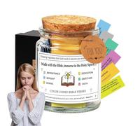 Barattolo di con carte cristiane, barattolo colorato con parole bibliche,Note di auguri della Bibbia fatte a mano, barattolo biblico per emozioni - Vaso in con note devozionali per i migliori auguri,