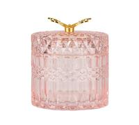 Barattolo di gioielli in vetro con coperchio, Distributore di supporto per tampone di cotone Barattolo a buffet di caramelle in vetro Piccolo barattolo di stoccaggio in vetro,Rosa,Big