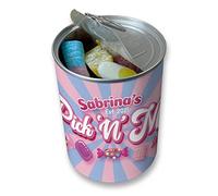 Barattolo di latta personalizzabile con motivo a spirale rosa, regalo di compleanno, regalo di Natale (grande)