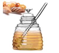 Barattolo Di Miele Con Mestolo E Coperchio | Vaso Per Miele In Vetro Con Cucchiaio | Set Barattolo E Mestolo Per Miele In Vetro | Dispenser Per Miele In Vetro Resistente Al Calore | Vaso Per Miele Alv