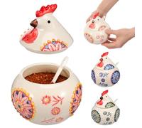 Barattolo di sale in ceramica da 400 ml con coperchio e cucchiaio, capiente contenitore per spezie, contenitore per spezie per il piano di lavoro della cucina, porta sale per caffè, spezie, caramelle