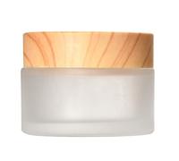 Barattolo di vetro smerigliato per crema e trucco, vuoto, con coperchio a venature del legno, per bottiglie di vetro viso, elegante bottiglia per lozioni, accessorio per imballaggio, ricaricabile, 10