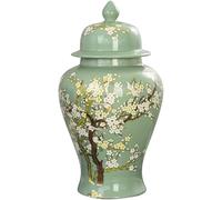 Barattolo di Zenzero Vado Barattolo di Zenzero Barattolo di Zenzero in Ceramica Verde con Coperchio per La Decorazione Domestica Alberi E Fiori Tradizionali Cinesi Barattoli Decorati, A, 25 * 45cm