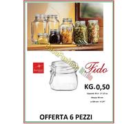 BARATTOLO ERMETICO 6 PEZZI LT. 0,500 BORMIOLI FIDO TERRINA FUNGHI CONFETTURE