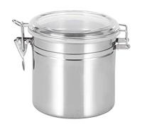 Barattolo ermetico in acciaio inossidabile con coperchio trasparente e clip di fissaggio, adatto per farina da cucina C-hicco di caffè Tè in grani Zucchero Biscotto Barattolo per alimenti (4.9x5.1in)