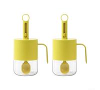 Barattolo ermetico in vetro con coperchio a cucchiaio retrattile e guarnizione in silicone per una facile erogazione e conservazione organizzata della cucina (giallo)