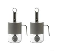 Barattolo ermetico in vetro con coperchio a cucchiaio retrattile e guarnizione in silicone per una facile erogazione e organizzazione della cucina (grigio scuro)